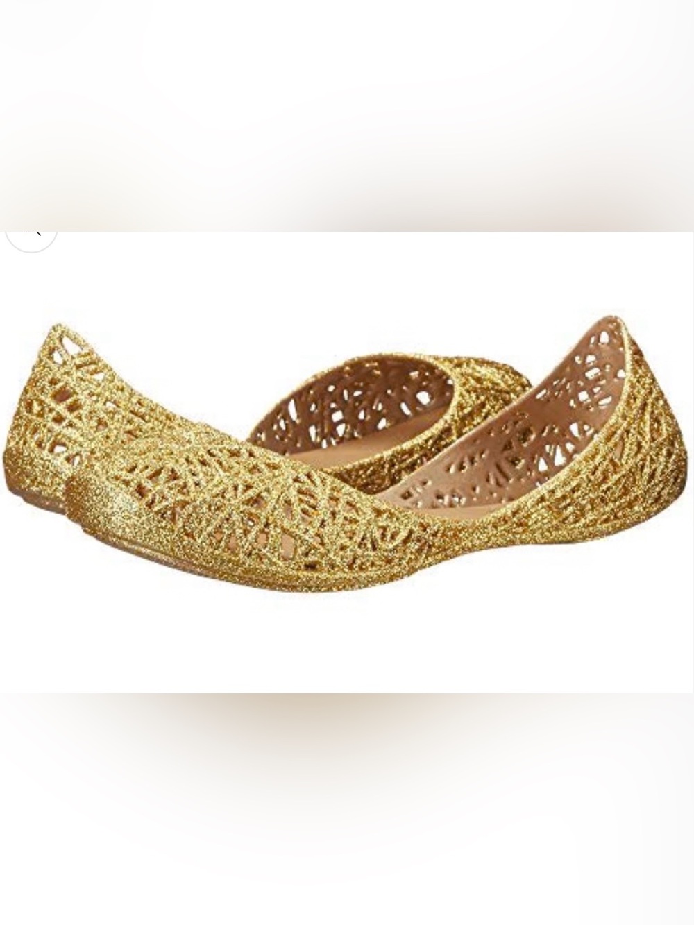 Mel Melissa Campana Zig Zag Jelly Flats Gold Glitter Girl Size 1 Used